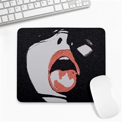 Wide Open And Ready - Kinky Girl Face In The Dark Large Mousepads by Casemiro