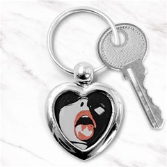 Wide Open And Ready - Kinky Girl Face In The Dark Key Chain (heart) by Casemiro