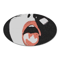 Wide Open And Ready - Kinky Girl Face In The Dark Oval Magnet by Casemiro