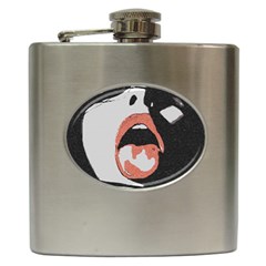 Wide Open And Ready - Kinky Girl Face In The Dark Hip Flask (6 Oz) by Casemiro