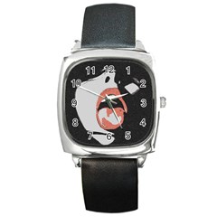 Wide Open And Ready - Kinky Girl Face In The Dark Square Metal Watch by Casemiro