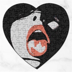 Wide Open And Ready - Kinky Girl Face In The Dark Jigsaw Puzzle (heart) by Casemiro