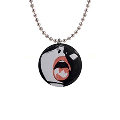 Wide Open And Ready - Kinky Girl Face In The Dark 1  Button Necklace by Casemiro