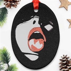 Wide Open And Ready - Kinky Girl Face In The Dark Oval Ornament (two Sides) by Casemiro