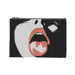 Wide Open And Ready - Kinky Girl Face In The Dark Cosmetic Bag (large) by Casemiro