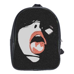 Wide Open And Ready - Kinky Girl Face In The Dark School Bag (large) by Casemiro