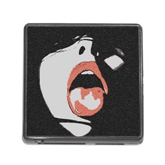 Wide Open And Ready - Kinky Girl Face In The Dark Memory Card Reader (square 5 Slot) by Casemiro