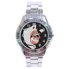 Wide Open And Ready - Kinky Girl Face In The Dark Stainless Steel Analogue Watch by Casemiro