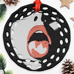 Wide Open And Ready - Kinky Girl Face In The Dark Round Filigree Ornament (two Sides) by Casemiro