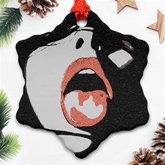 Wide Open And Ready - Kinky Girl Face In The Dark Snowflake Ornament (two Sides) by Casemiro