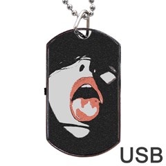 Wide Open And Ready - Kinky Girl Face In The Dark Dog Tag Usb Flash (two Sides) by Casemiro