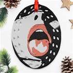 Wide open and ready - kinky girl face in the dark Oval Filigree Ornament (Two Sides) Front