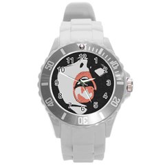 Wide Open And Ready - Kinky Girl Face In The Dark Round Plastic Sport Watch (l) by Casemiro