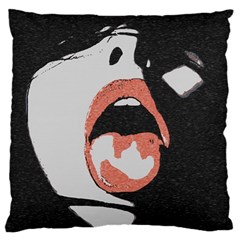 Wide Open And Ready - Kinky Girl Face In The Dark Large Cushion Case (two Sides) by Casemiro