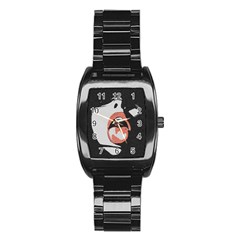 Wide Open And Ready - Kinky Girl Face In The Dark Stainless Steel Barrel Watch by Casemiro