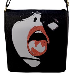 Wide Open And Ready - Kinky Girl Face In The Dark Flap Closure Messenger Bag (s) by Casemiro