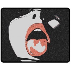 Wide Open And Ready - Kinky Girl Face In The Dark Double Sided Fleece Blanket (medium)  by Casemiro