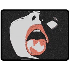 Wide Open And Ready - Kinky Girl Face In The Dark Double Sided Fleece Blanket (large)  by Casemiro