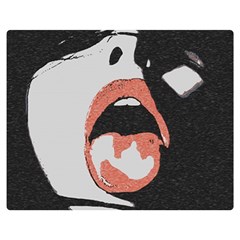 Wide Open And Ready - Kinky Girl Face In The Dark Double Sided Flano Blanket (medium)  by Casemiro