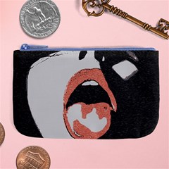 Wide Open And Ready - Kinky Girl Face In The Dark Large Coin Purse by Casemiro