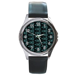 Digital Traingles Round Metal Watch