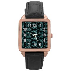 Digital Traingles Rose Gold Leather Watch 