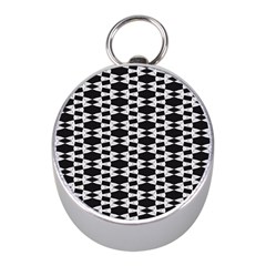 Black And White Triangles Mini Silver Compasses