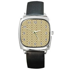 Digital Flowers Square Metal Watch by Sparkle