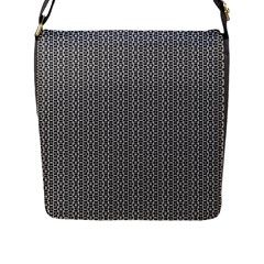 Black And White Triangles Flap Closure Messenger Bag (l) by Sparkle