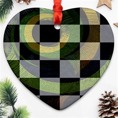 Circle Checks Heart Ornament (two Sides) by Sparkle