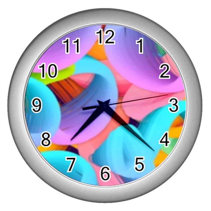 3d Color Swings Wall Clock (Silver)