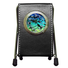 Digital Abstract Pen Holder Desk Clock by Sparkle