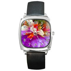 Poppy Flower Square Metal Watch by Sparkle