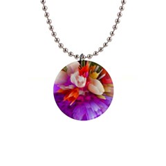 Poppy Flower 1  Button Necklace by Sparkle