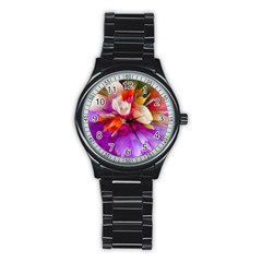 Poppy Flower Stainless Steel Round Watch by Sparkle