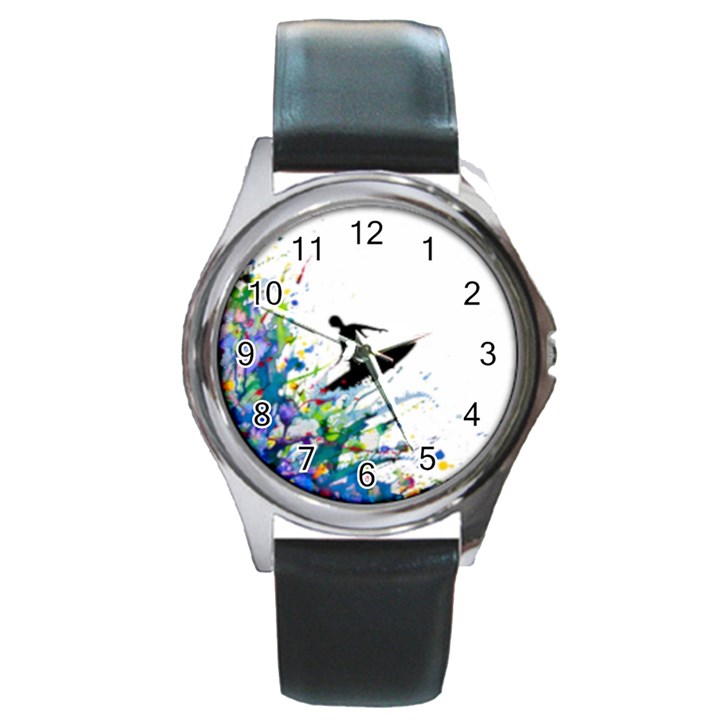 Nature Surfing Round Metal Watch