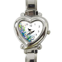 Nature Surfing Heart Italian Charm Watch by Sparkle