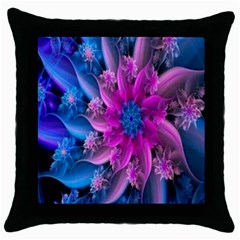 Fractal Flower Throw Pillow Case (black) by Sparkle