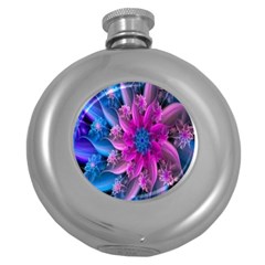 Fractal Flower Round Hip Flask (5 Oz) by Sparkle