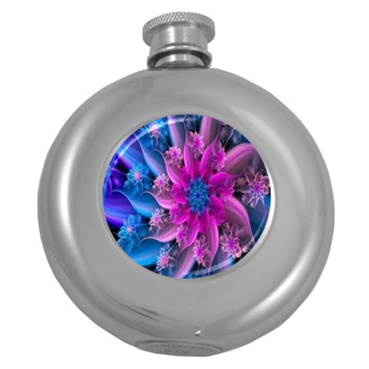 Fractal Flower Round Hip Flask (5 oz)