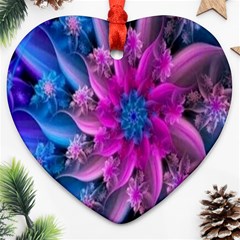 Fractal Flower Heart Ornament (two Sides) by Sparkle