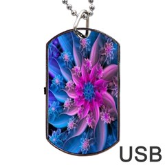 Fractal Flower Dog Tag Usb Flash (one Side) by Sparkle