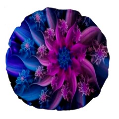 Fractal Flower Large 18  Premium Flano Round Cushions by Sparkle