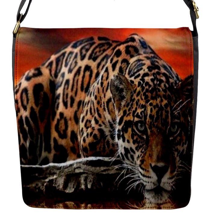 Nature With Tiger Flap Closure Messenger Bag (S)