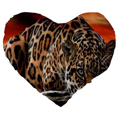 Nature With Tiger Large 19  Premium Flano Heart Shape Cushions by Sparkle