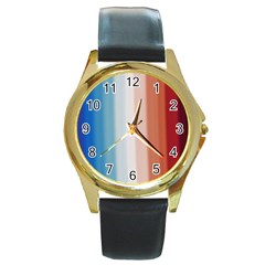 Blue,white Red Round Gold Metal Watch by Sparkle