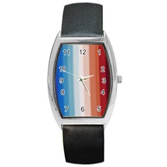 Blue,white Red Barrel Style Metal Watch by Sparkle