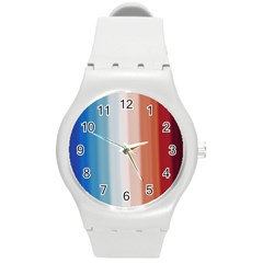 Blue,white Red Round Plastic Sport Watch (m) by Sparkle