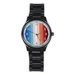 Blue,white Red Stainless Steel Round Watch by Sparkle