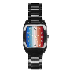 Blue,white Red Stainless Steel Barrel Watch by Sparkle